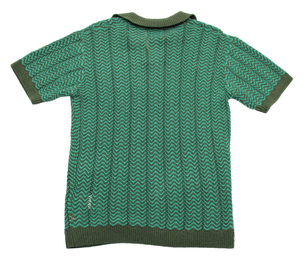 Scotch & Soda Mens Small Open Structured Knitted V Neck Polo Green NWT $148 - Picture 5 of 11